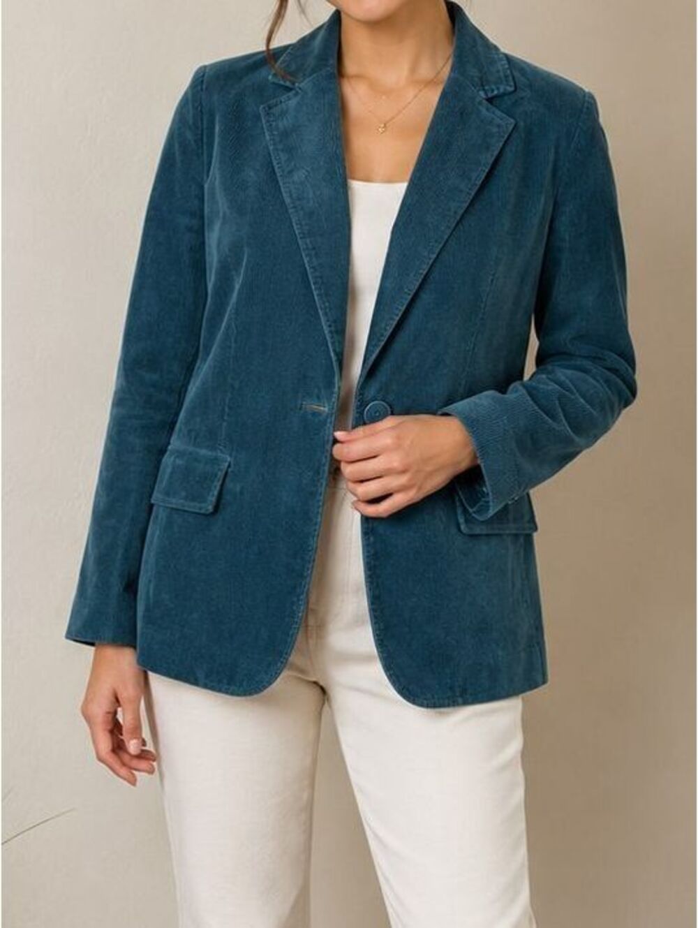 Talbots Woman Petites 18WP Teal Stretch velvet Blazer One Button Career Jacket
